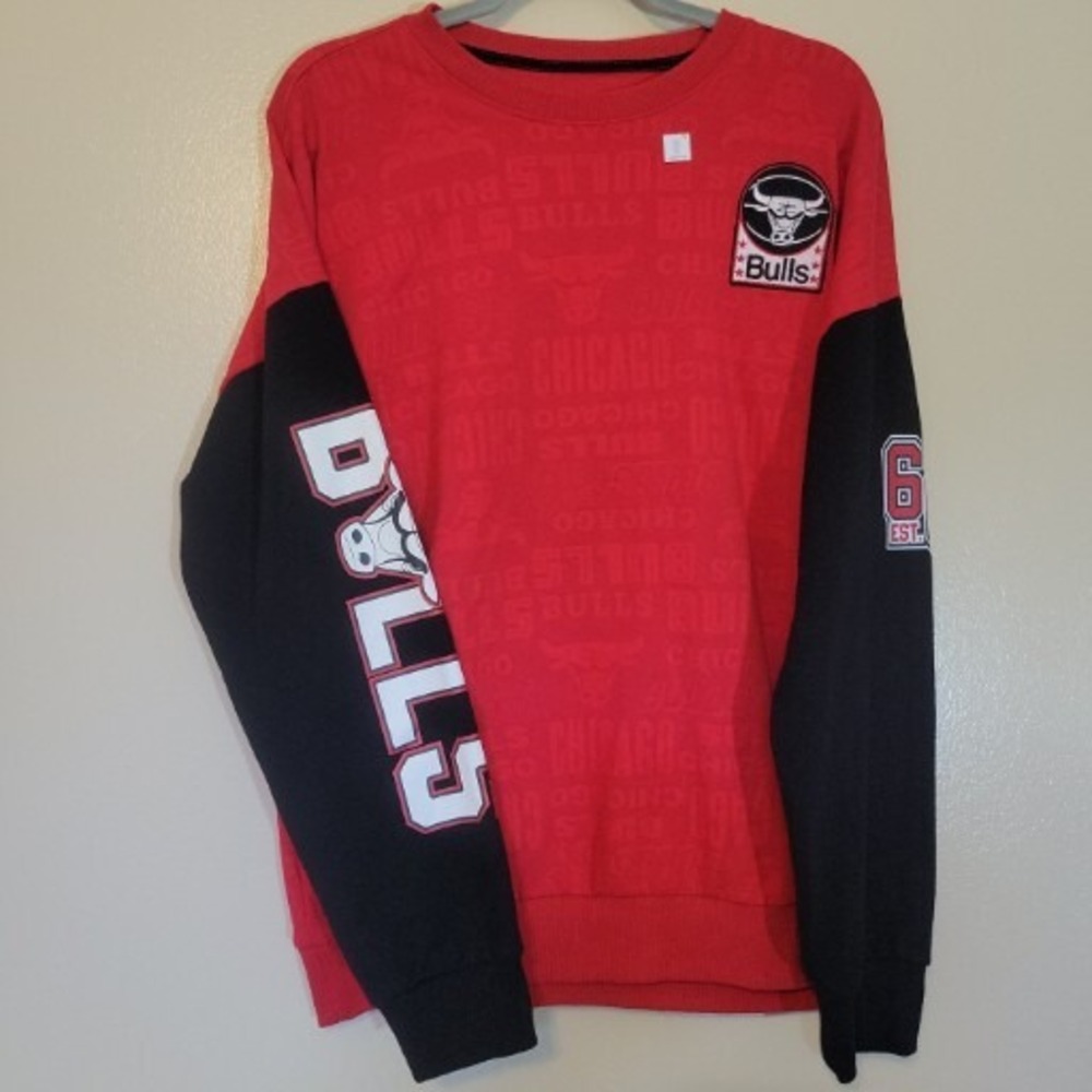 NBA Chicago Bulls Logo‎ Sweatshirt Mens Large Red Black Pullover